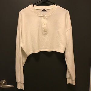 Korean brand Mixxmix White Cropped Sweatshirt